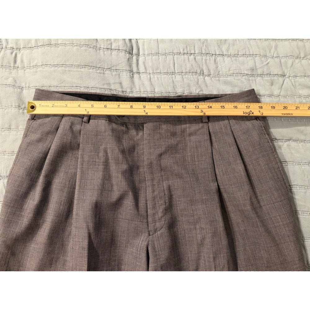 Jos. A. Bank Mens 42L Grey Glen Plaid 100% Wool 2-Piece Suit Pleated Pants 36L - Picture 8 of 12